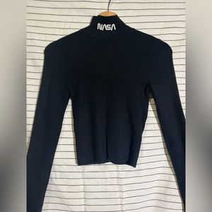 H&M NASA Embroidered Black Turtleneck | Size S